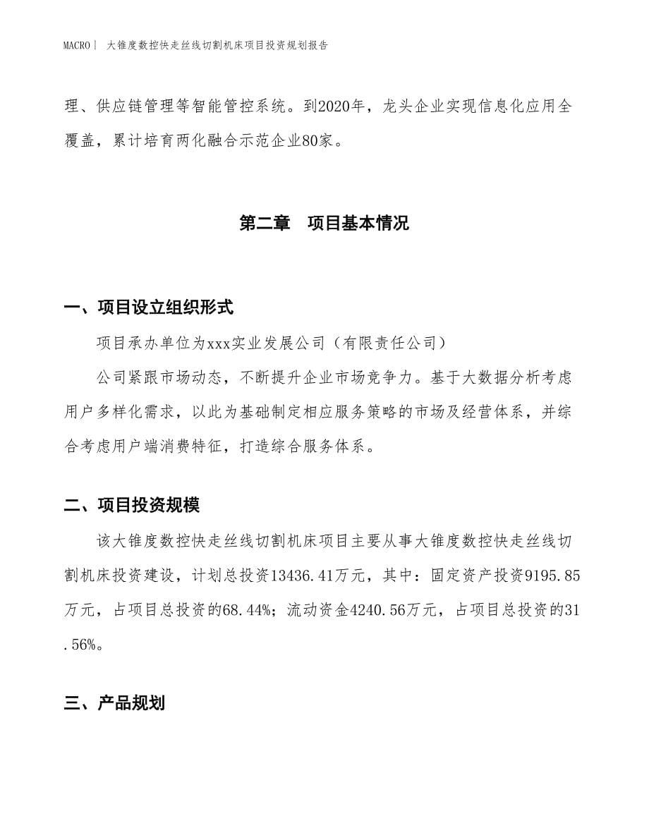 大锥度数控快走丝线切割机床项目投资规划报告_第5页