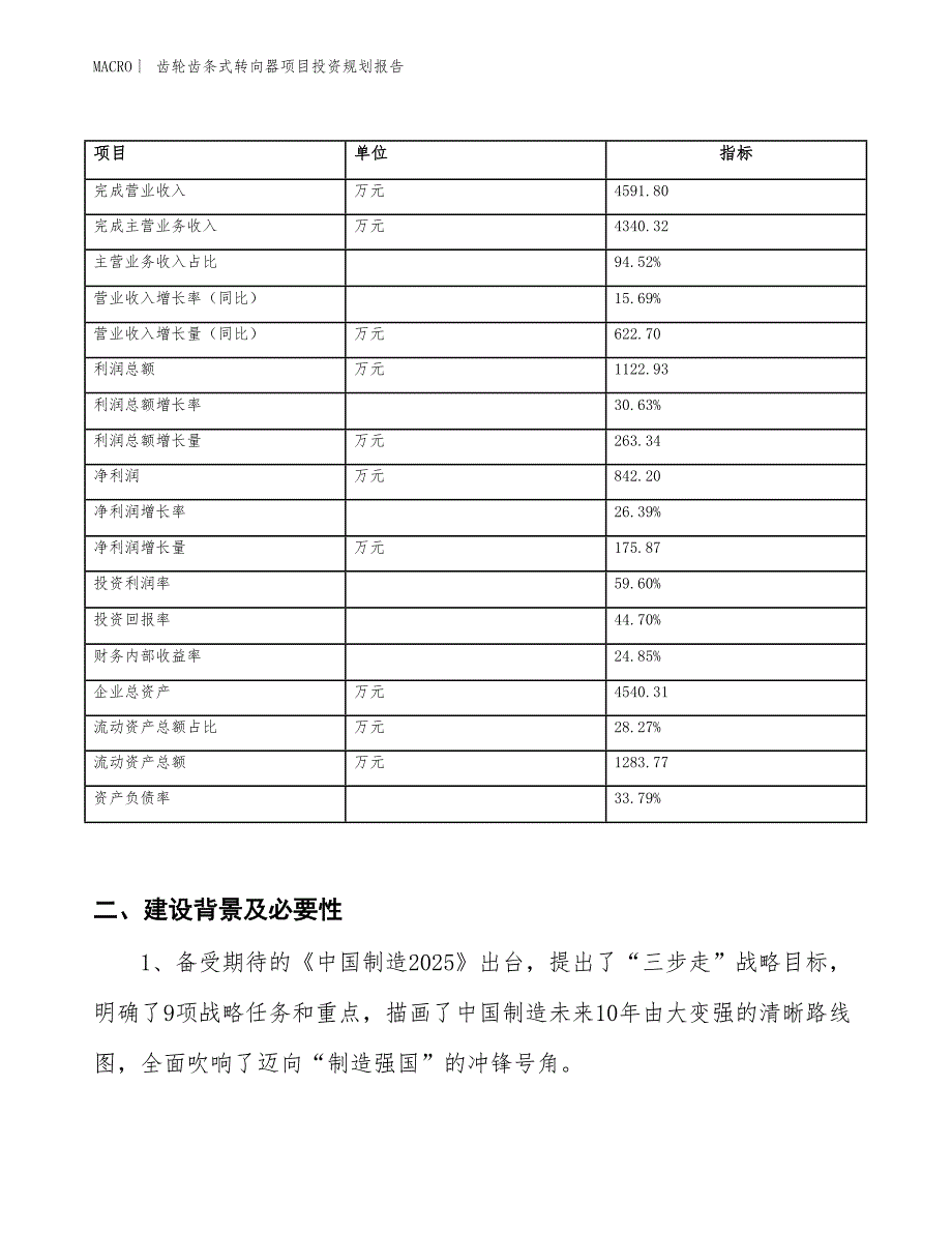 齿轮齿条式转向器项目投资规划报告_第2页