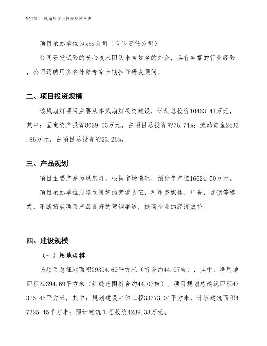 风扇灯项目投资规划报告_第5页