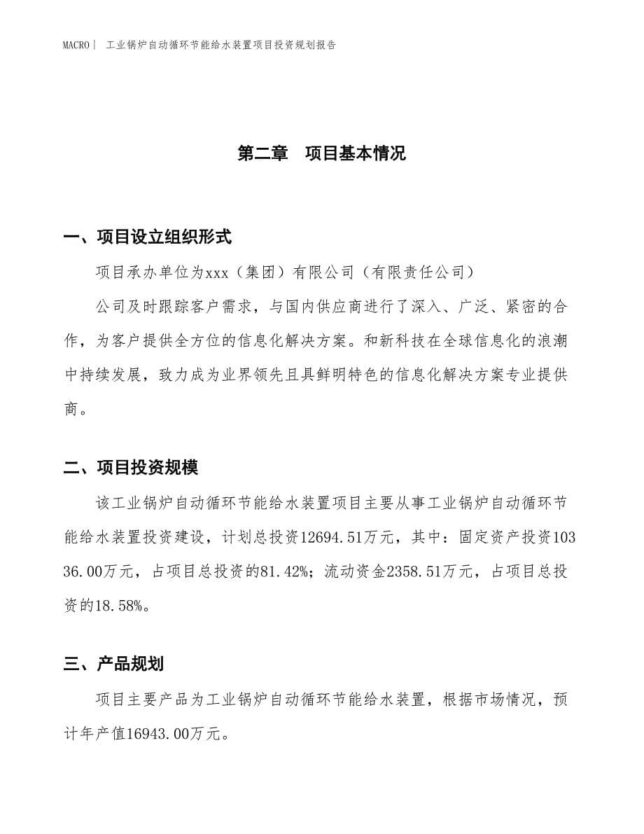 工业锅炉自动循环节能给水装置项目投资规划报告_第5页