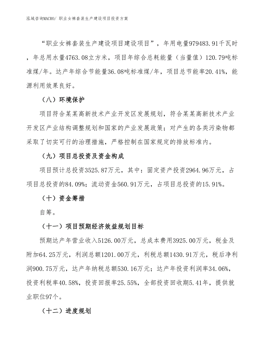 （项目申请）职业女裤套装生产建设项目投资方案_第3页