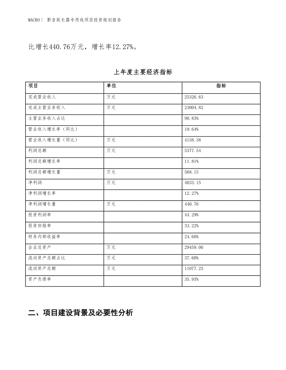 影音延长器专用线项目投资规划报告_第2页