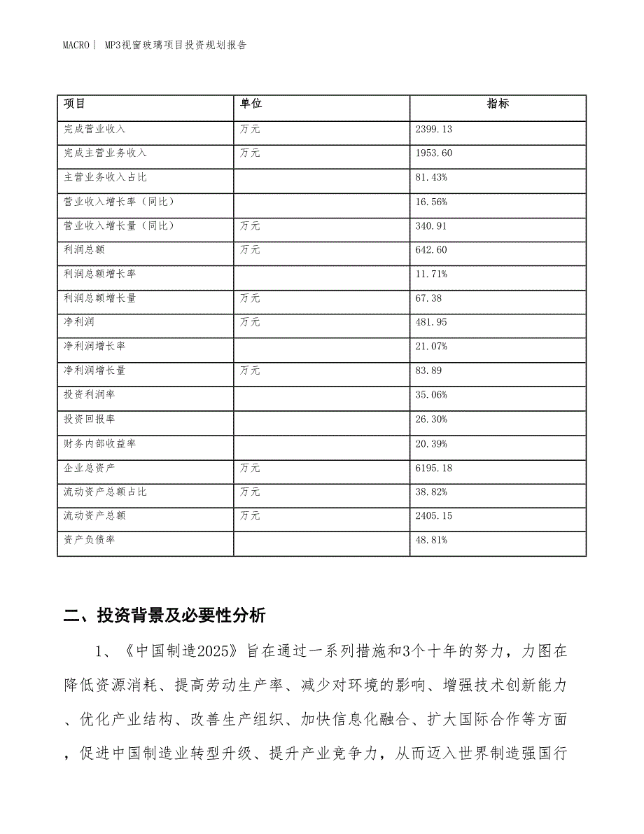 MP3视窗玻璃项目投资规划报告_第2页