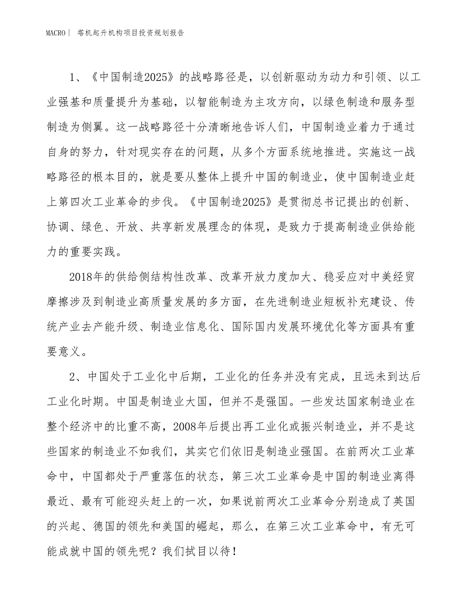 塔机起升机构项目投资规划报告_第3页