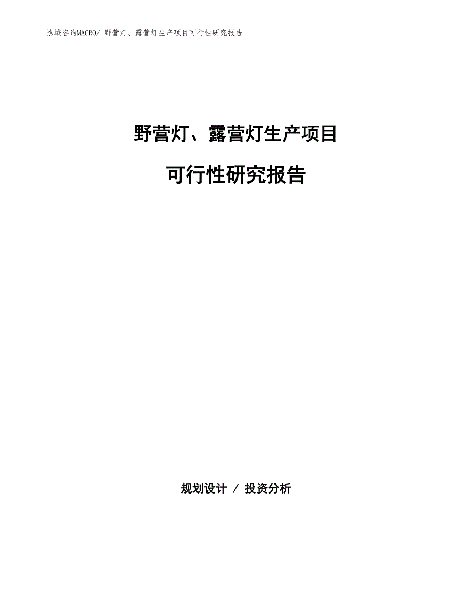 （规划设计）野营灯、露营灯生产项目可行性研究报告_第1页