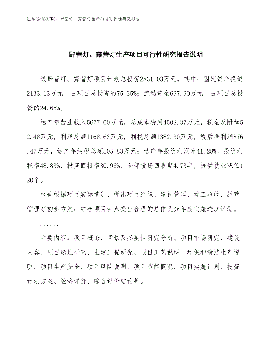 （规划设计）野营灯、露营灯生产项目可行性研究报告_第2页