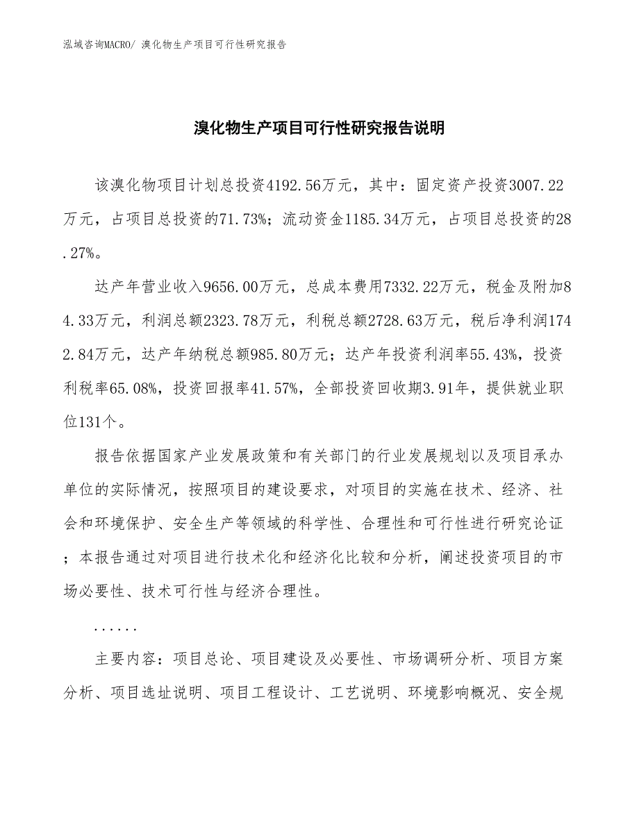 （投资方案）溴化物生产项目可行性研究报告_第2页