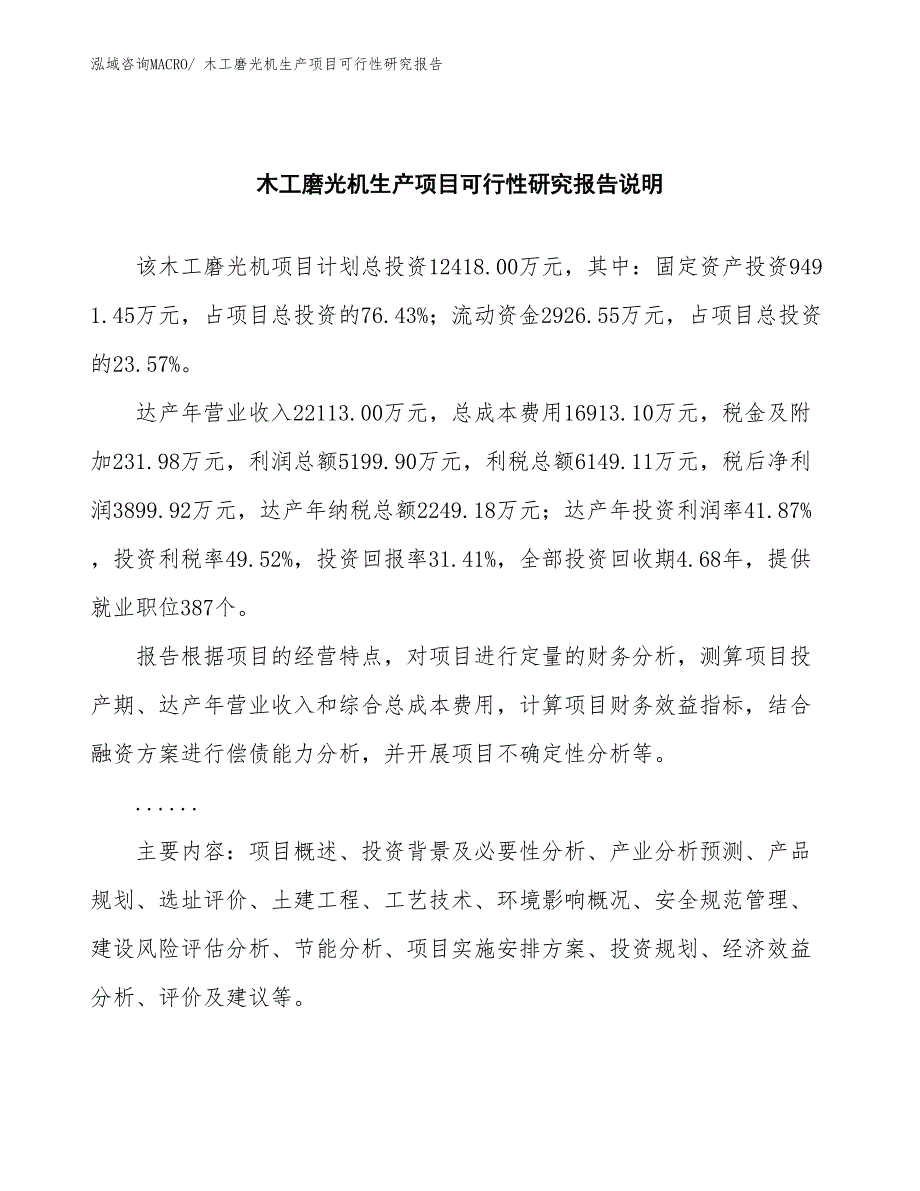 （汇报材料）木工磨光机生产项目可行性研究报告_第2页