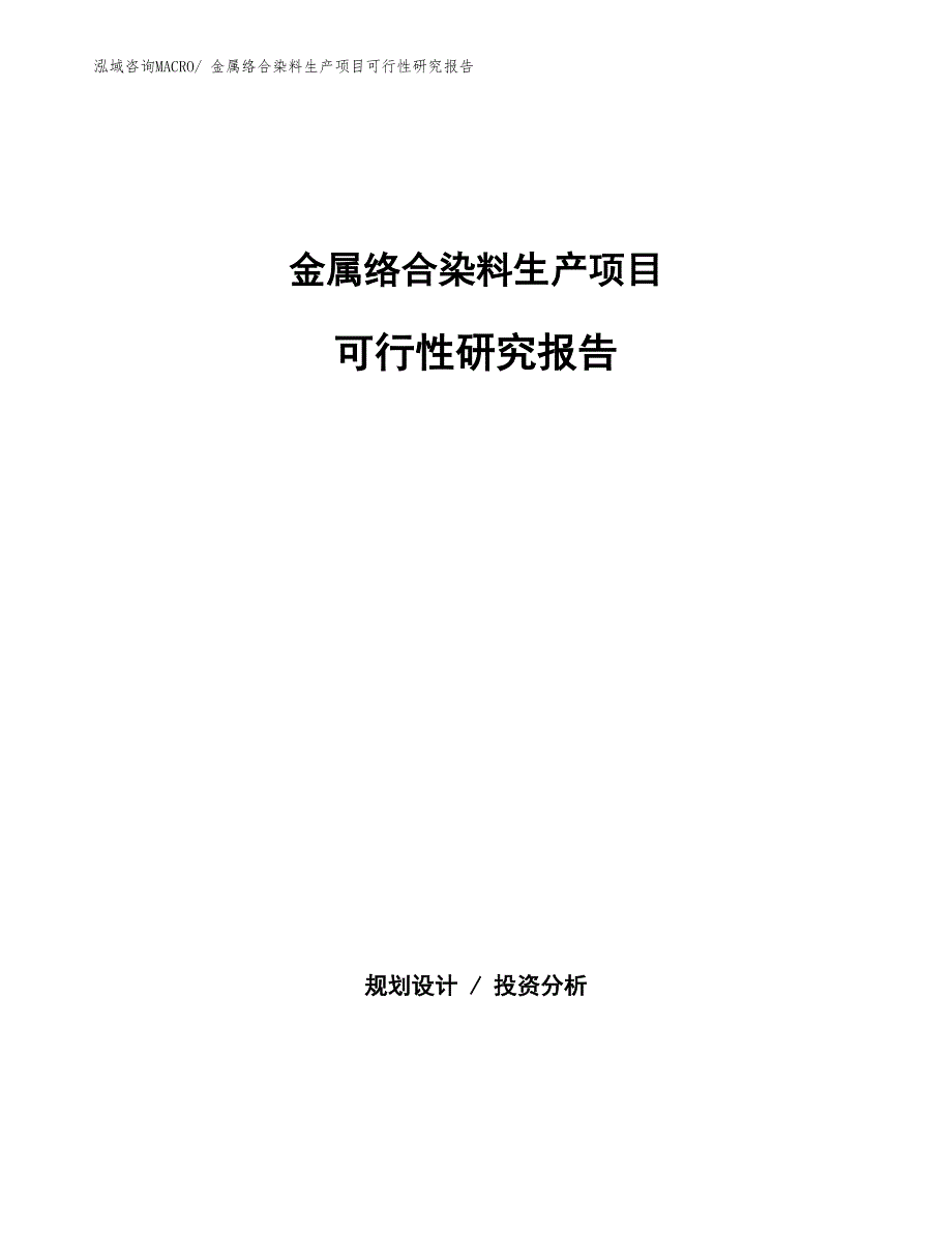 （汇报材料）金属络合染料生产项目可行性研究报告_第1页