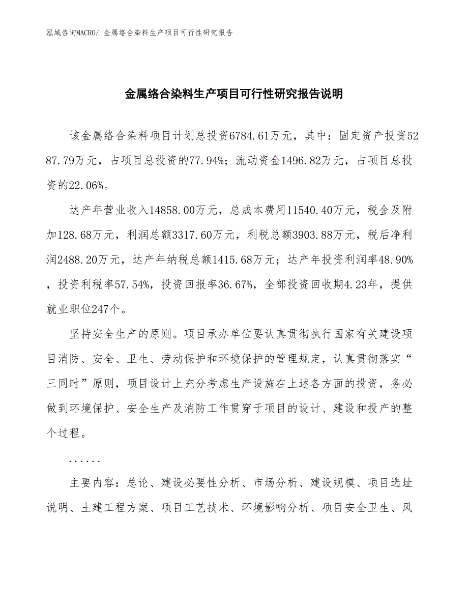 （汇报材料）金属络合染料生产项目可行性研究报告_第2页