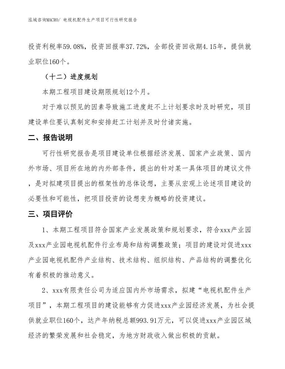 （规划设计）电视机配件生产项目可行性研究报告_第5页