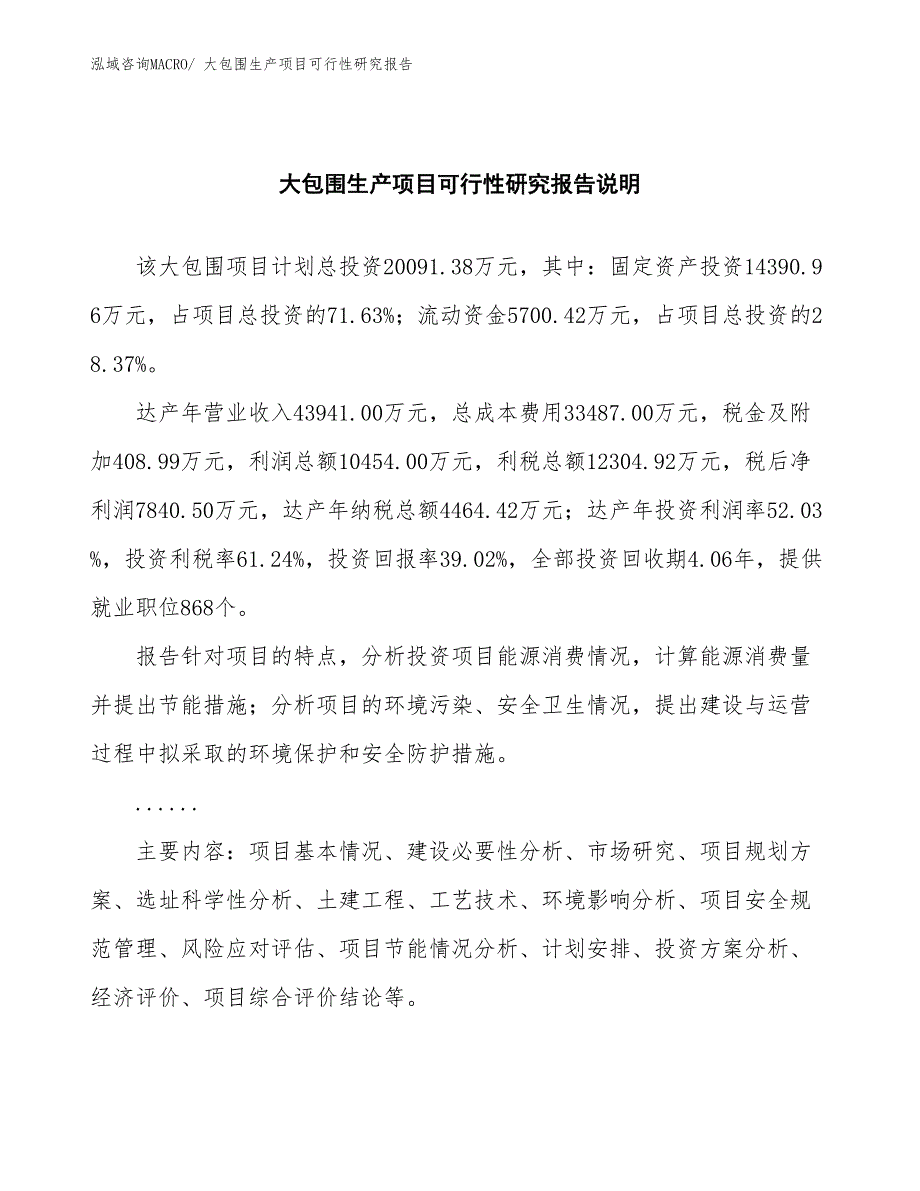 （规划设计）大包围生产项目可行性研究报告_第2页