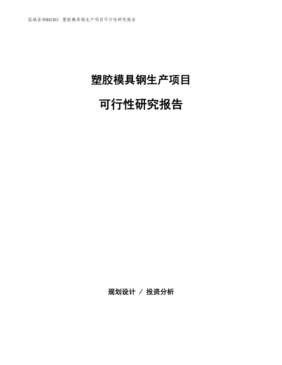 （汇报材料）塑胶模具钢生产项目可行性研究报告_第1页