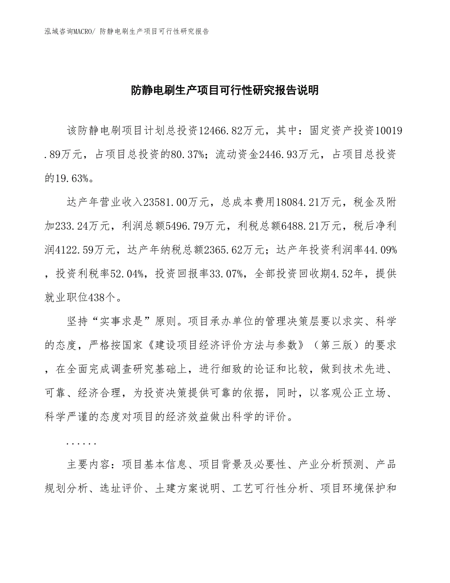 （规划设计）防静电刷生产项目可行性研究报告_第2页