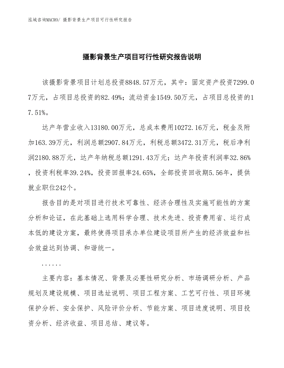 （投资方案）摄影背景生产项目可行性研究报告_第2页