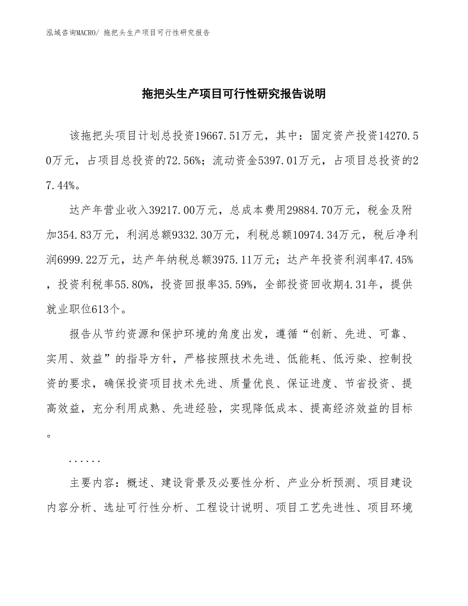 （投资方案）拖把头生产项目可行性研究报告_第2页