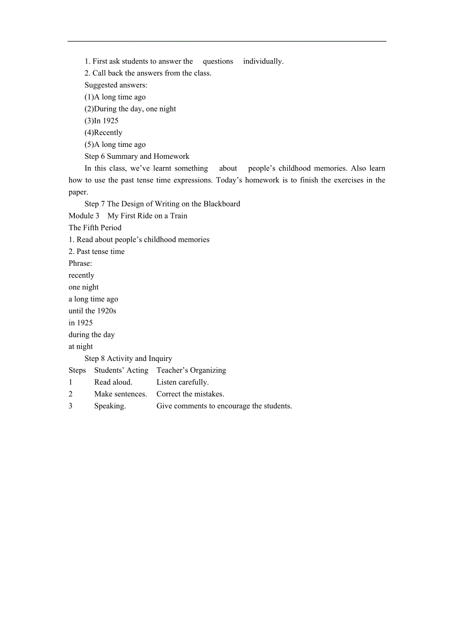 高中英语新课标外研版必修1教案（Module 3 5th period） _第3页