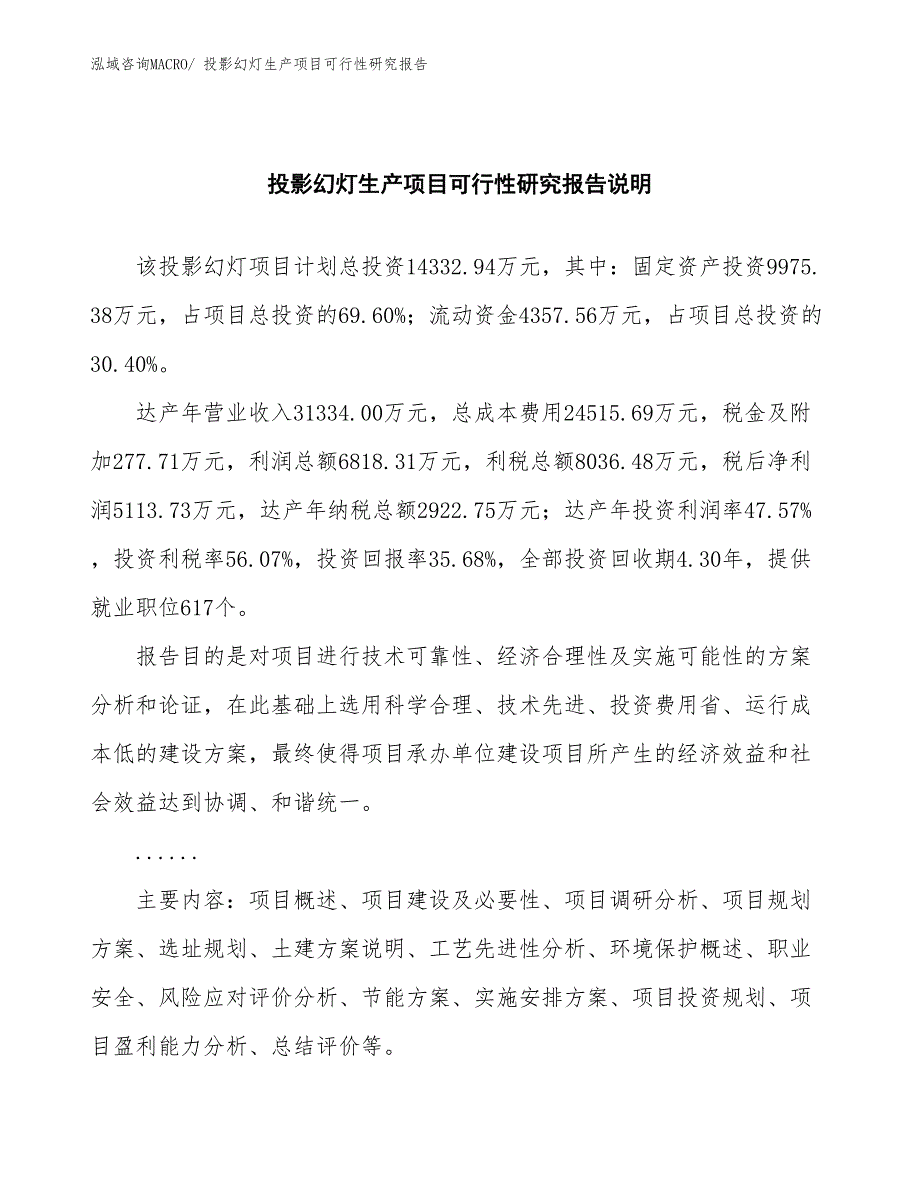 （建设方案）投影幻灯生产项目可行性研究报告_第2页