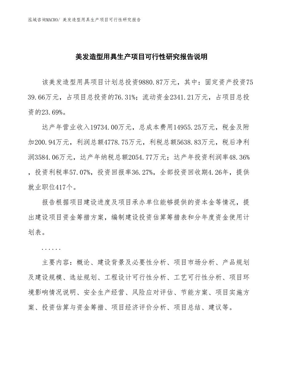 （汇报材料）美发造型用具生产项目可行性研究报告_第2页