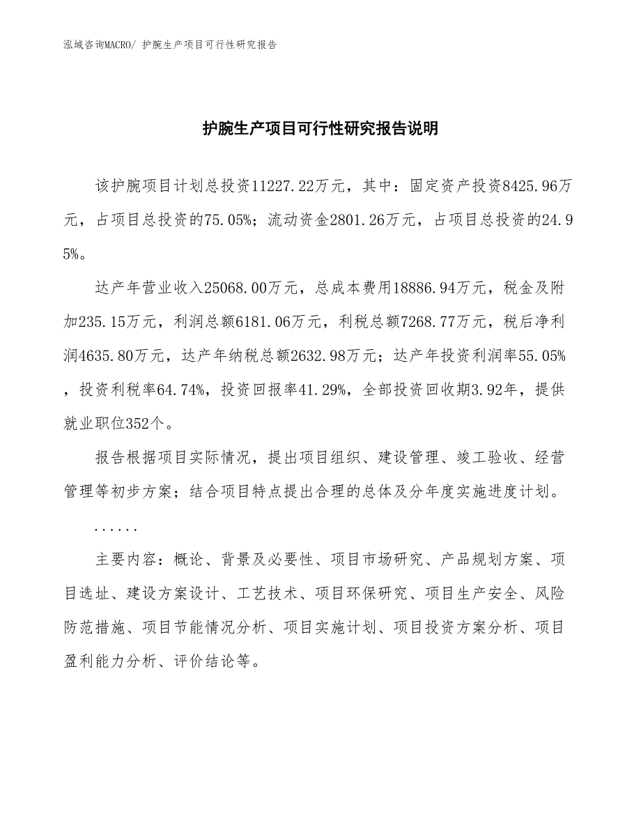 （汇报材料）护腕生产项目可行性研究报告_第2页