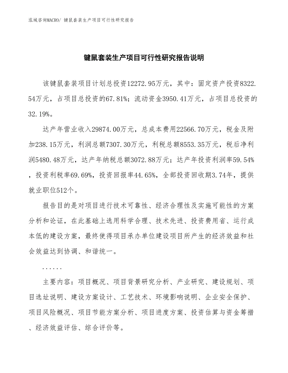 （汇报材料）键鼠套装生产项目可行性研究报告_第2页