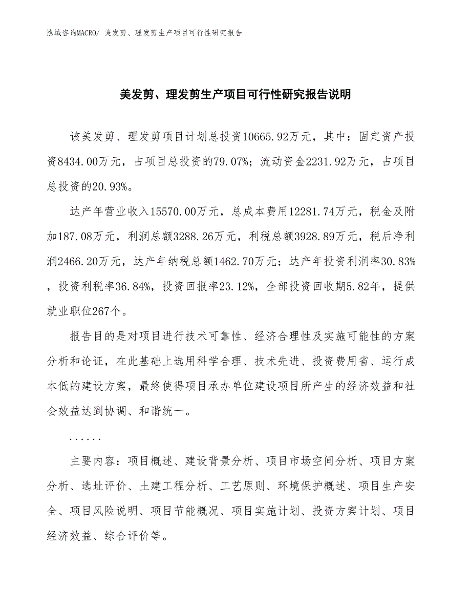 （汇报材料）美发剪、理发剪生产项目可行性研究报告_第2页