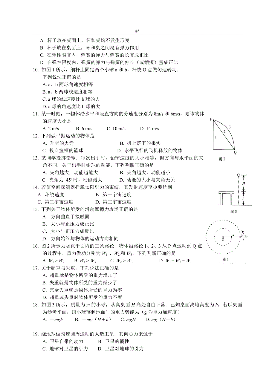 2014-20=16年广东学业水平专业考试.物理试题~及内容答案~_第2页