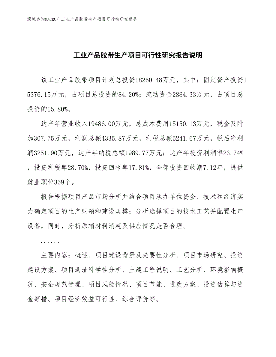 （汇报材料）工业产品胶带生产项目可行性研究报告_第2页