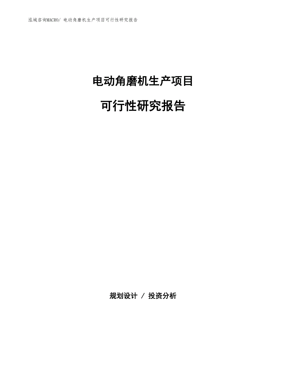 （规划设计）电动角磨机生产项目可行性研究报告_第1页