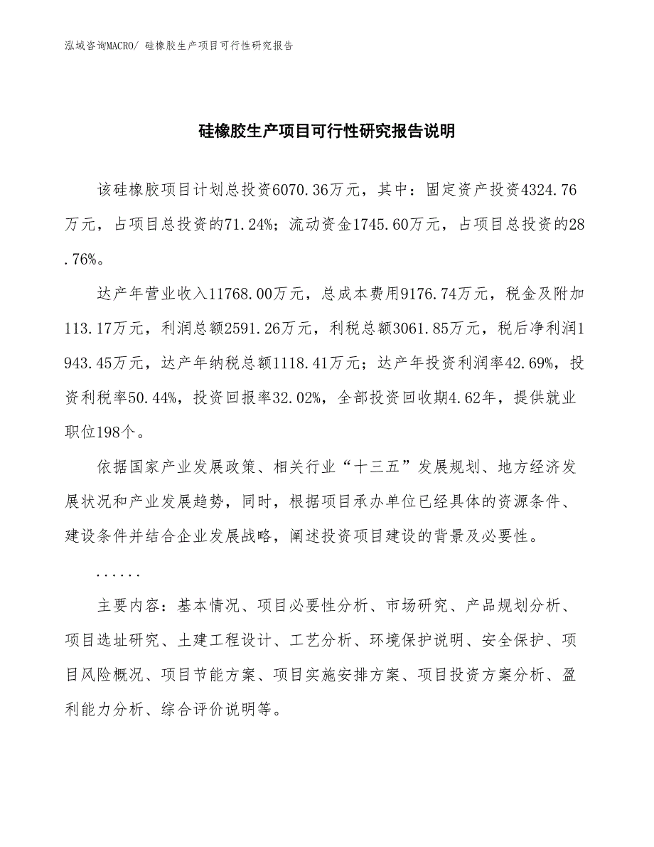 （建设方案）硅橡胶生产项目可行性研究报告_第2页