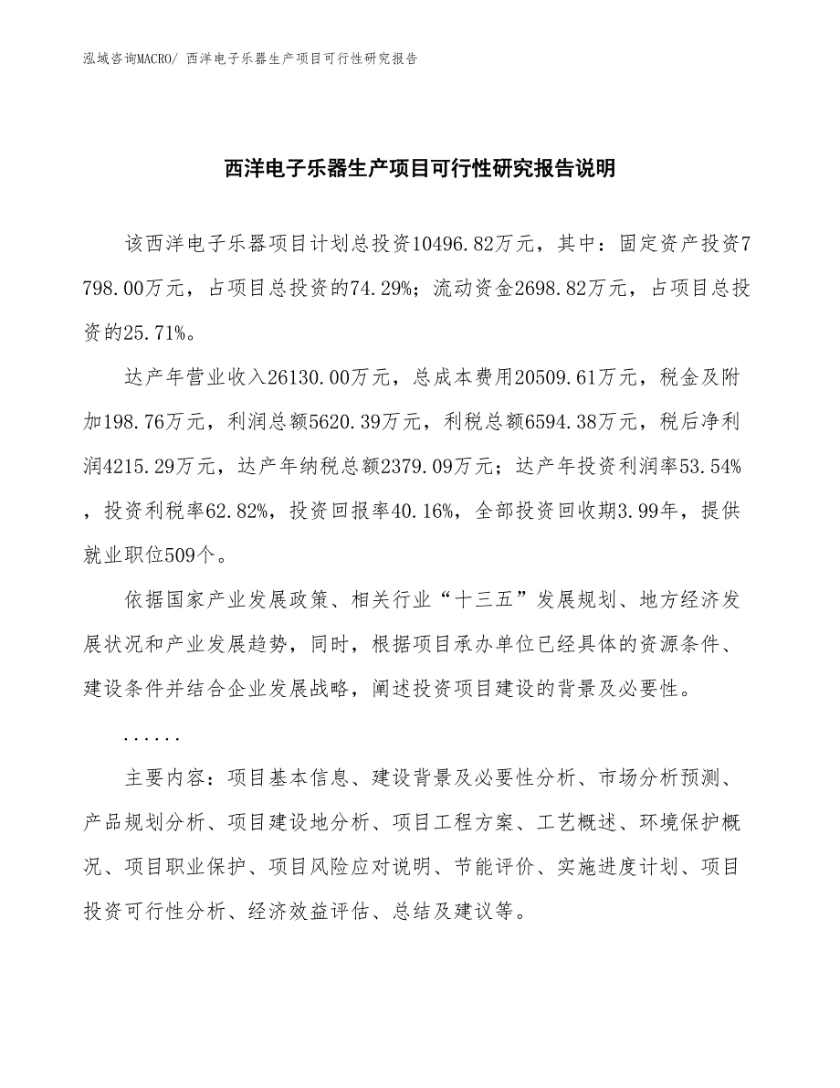 （规划设计）西洋电子乐器生产项目可行性研究报告_第2页