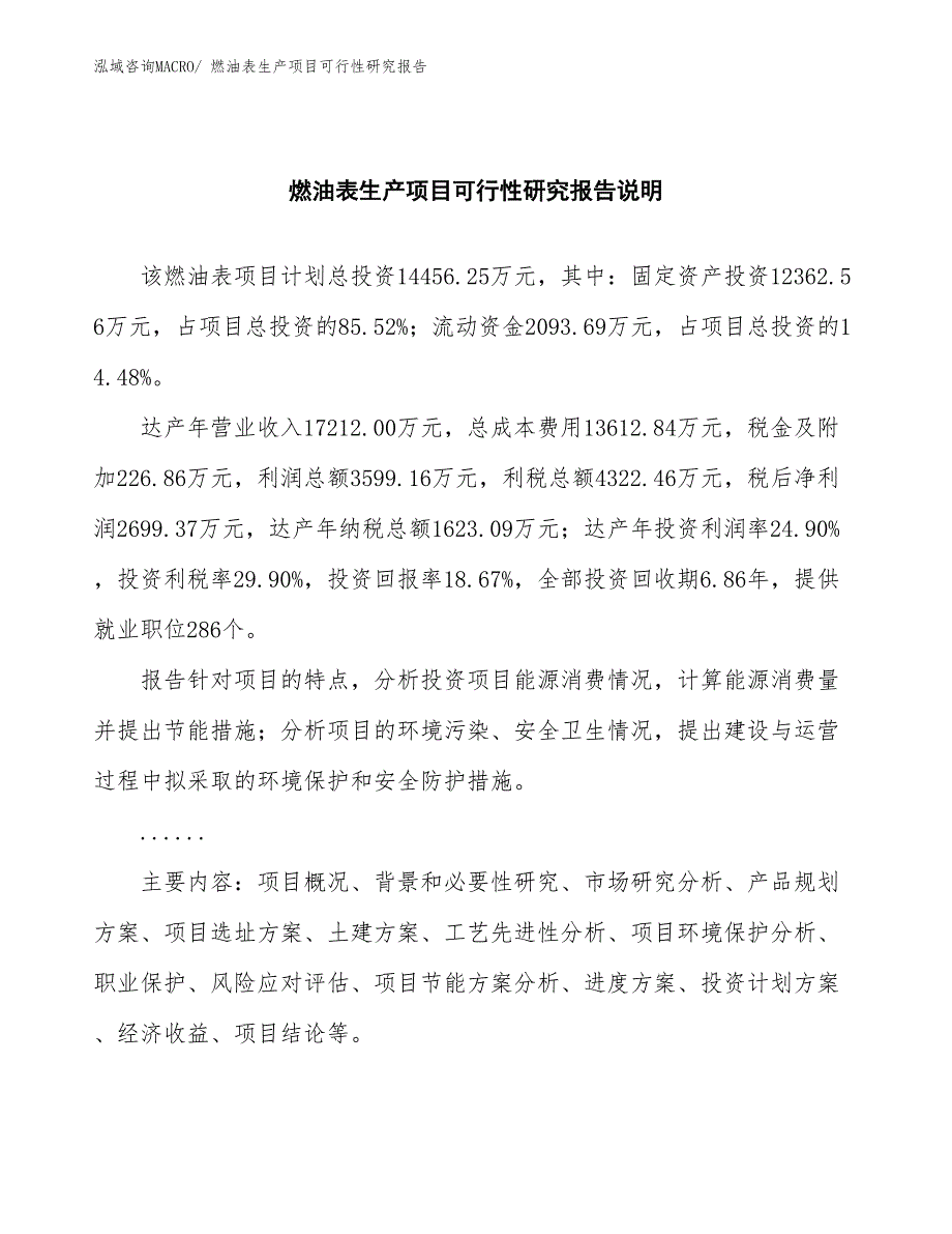 （汇报材料）燃油表生产项目可行性研究报告_第2页