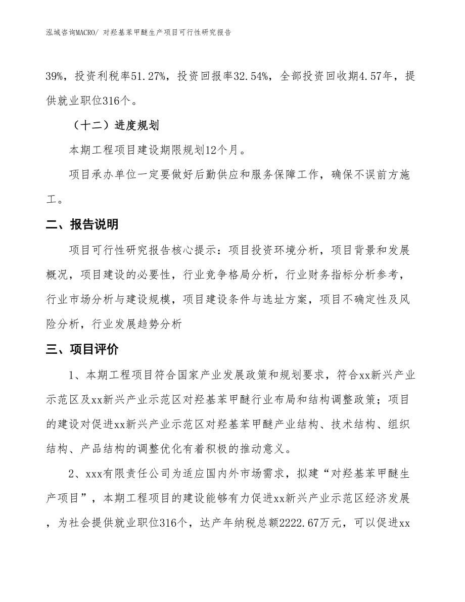 （汇报材料）对羟基苯甲醚生产项目可行性研究报告_第5页