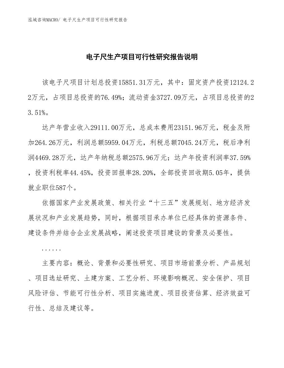 （汇报材料）电子尺生产项目可行性研究报告_第2页