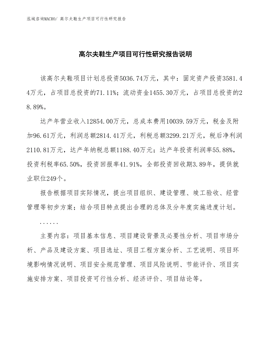 （投资方案）高尔夫鞋生产项目可行性研究报告_第2页