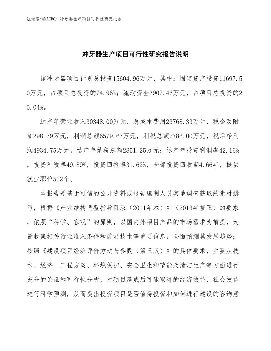 （规划设计）冲牙器生产项目可行性研究报告_第2页