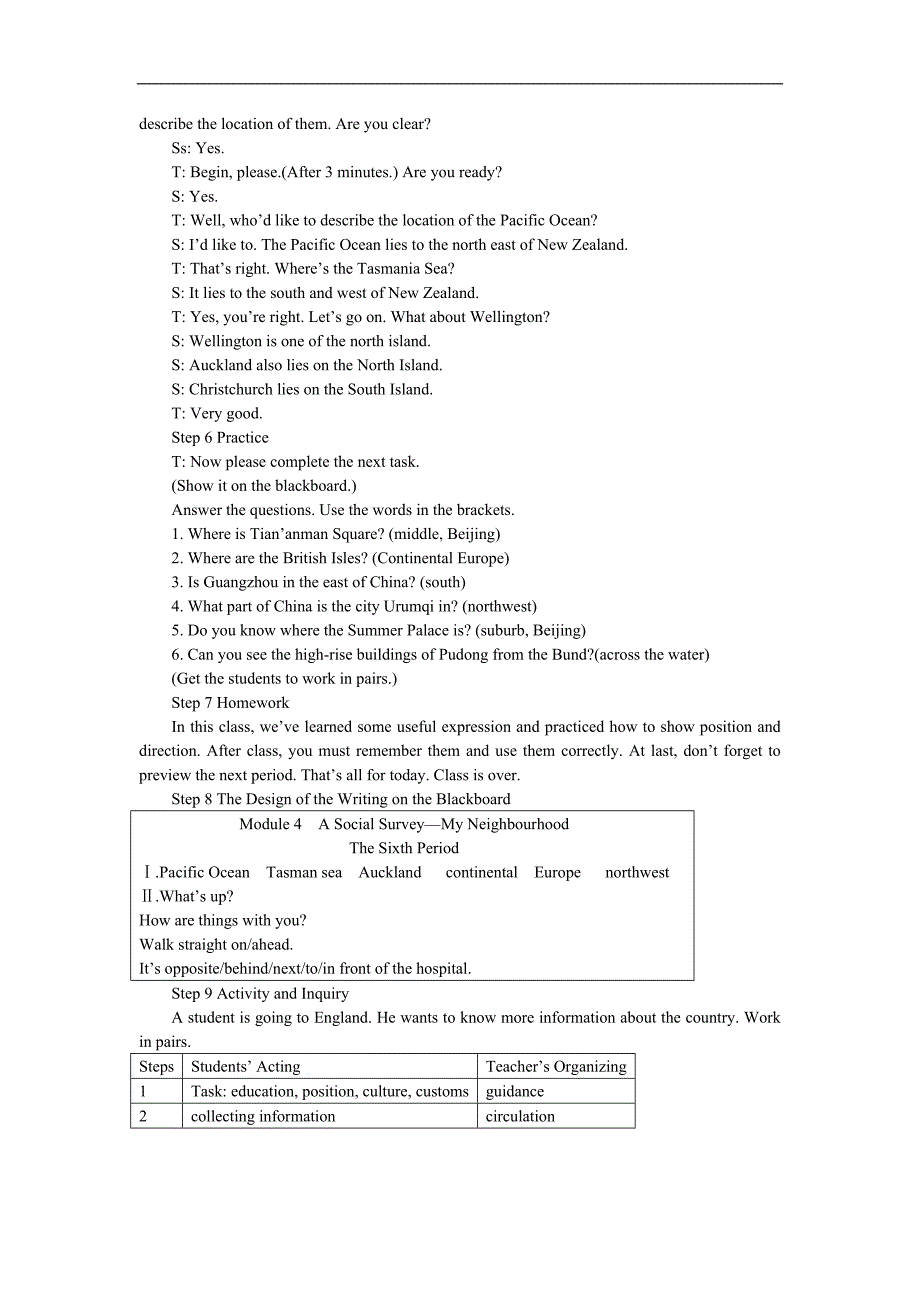 高中英语新课标外研版必修1教案（Module 4 6th period） _第4页