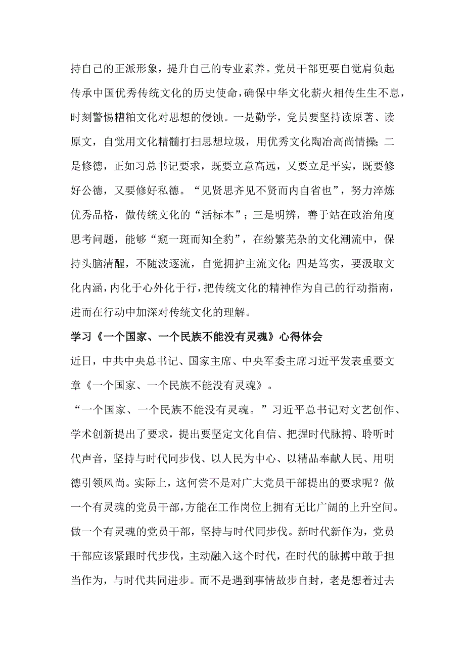 学习《一个国家、一个民族不能没有灵魂》心得体会_第4页