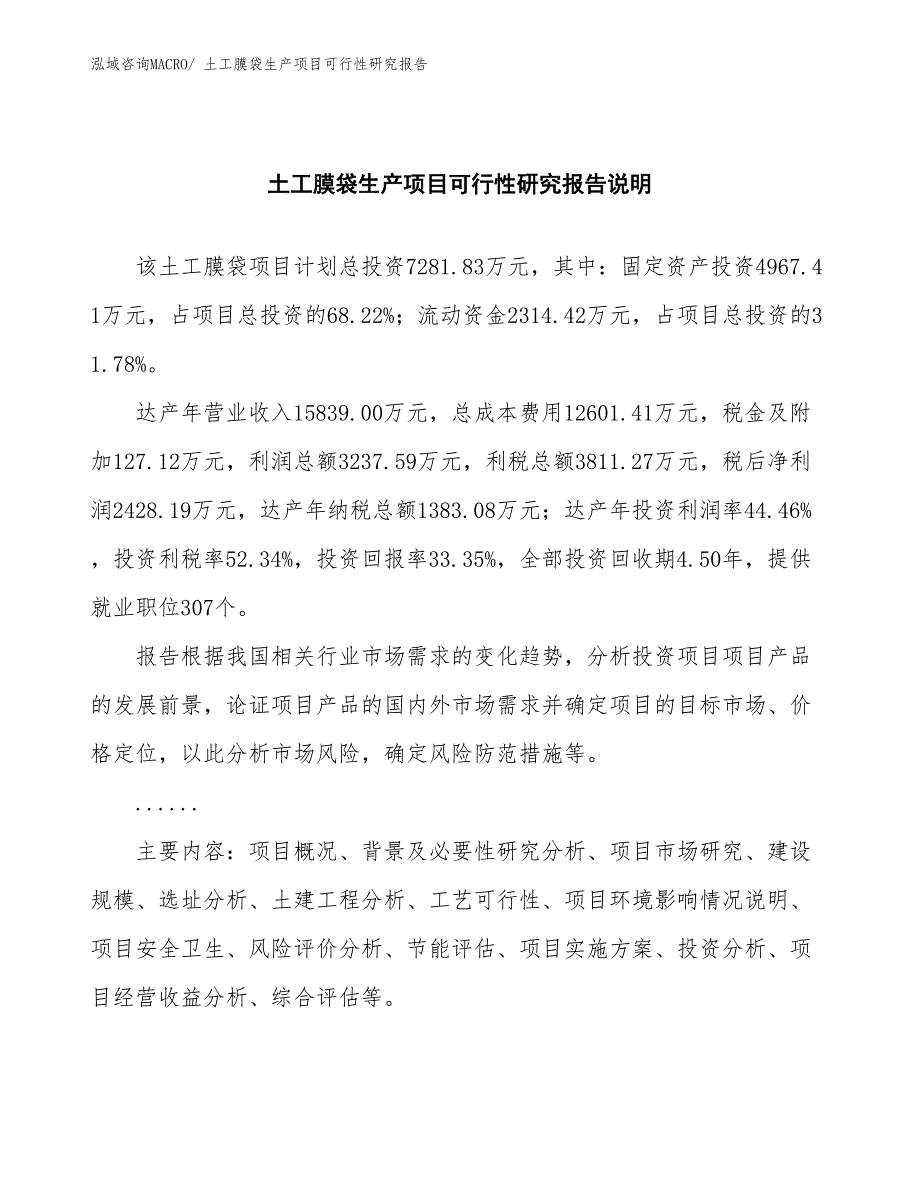 （汇报材料）土工膜袋生产项目可行性研究报告_第2页