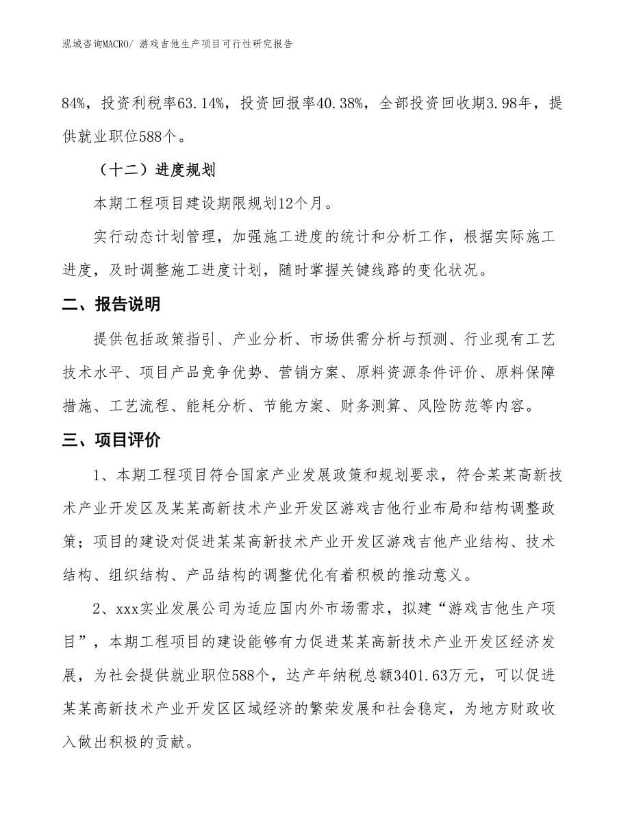 （汇报材料）游戏吉他生产项目可行性研究报告_第5页