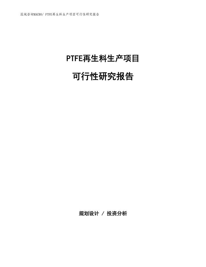 （规划设计）PTFE再生料生产项目可行性研究报告