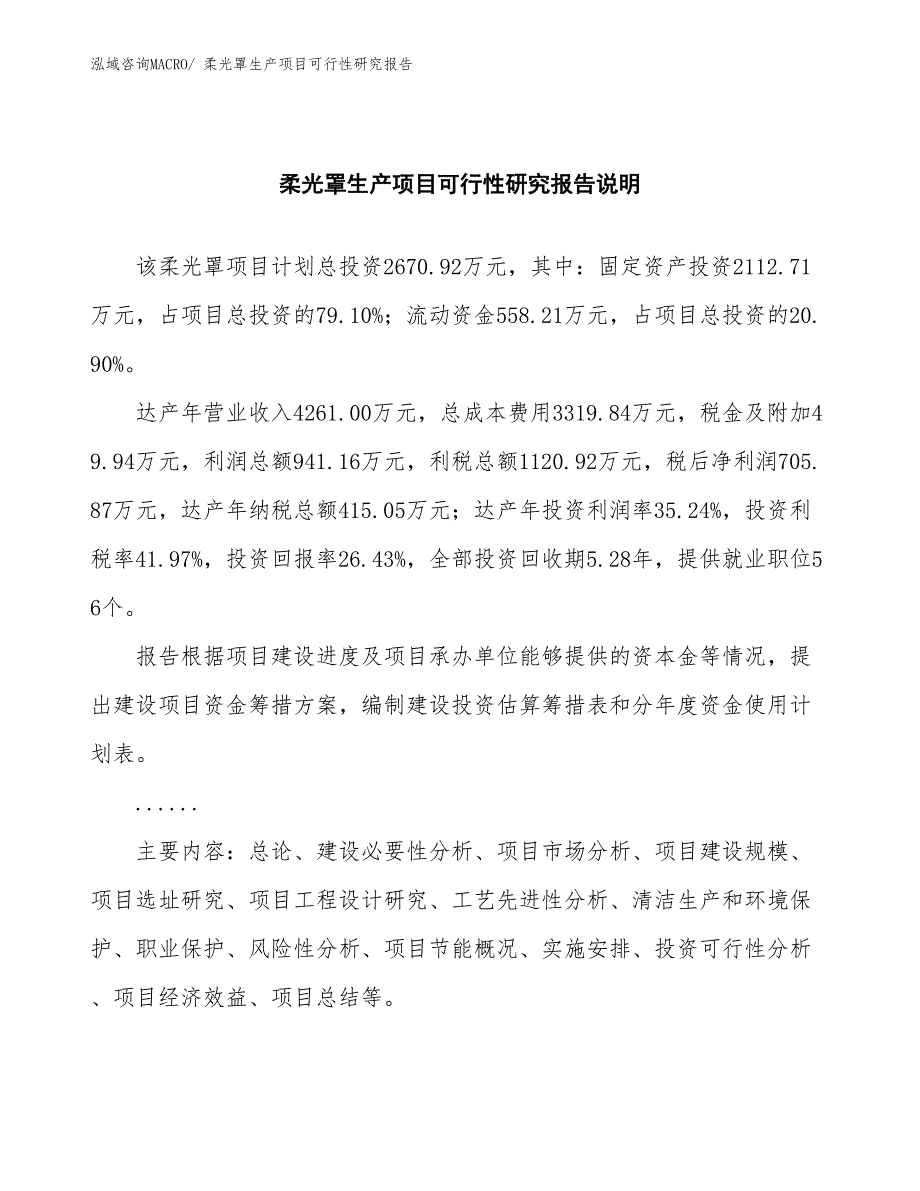 （汇报材料）柔光罩生产项目可行性研究报告_第2页