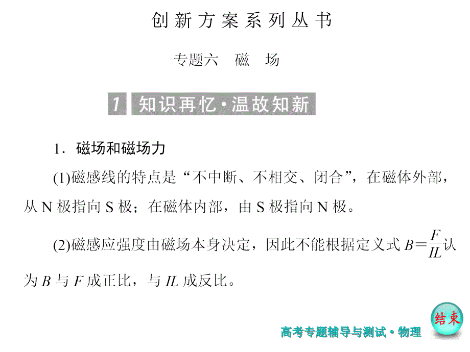 2017版新课标物理一轮复习再回顾课件：专题六-磁场_第1页