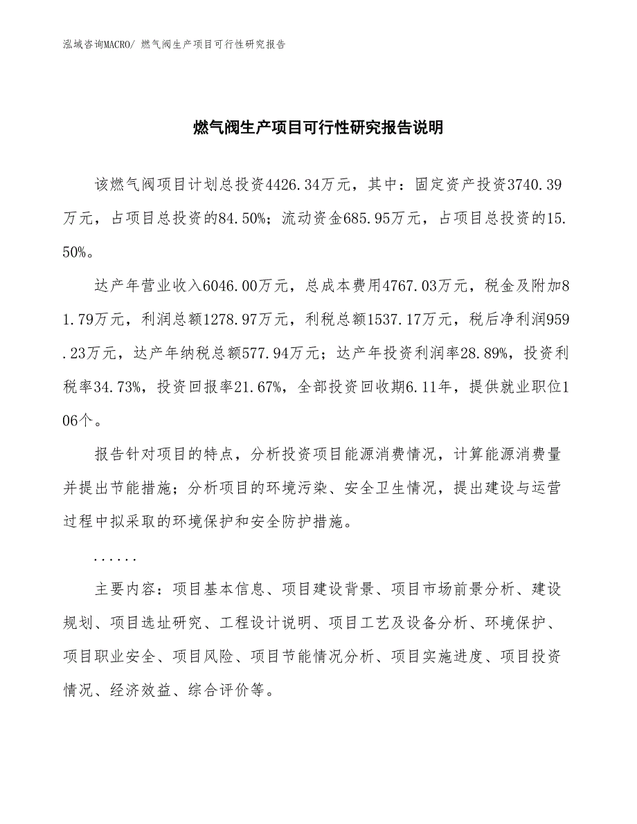 （汇报材料）燃气阀生产项目可行性研究报告_第2页