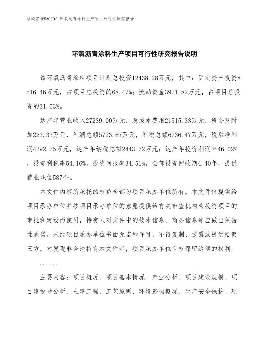 （汇报材料）环氧沥青涂料生产项目可行性研究报告_第2页