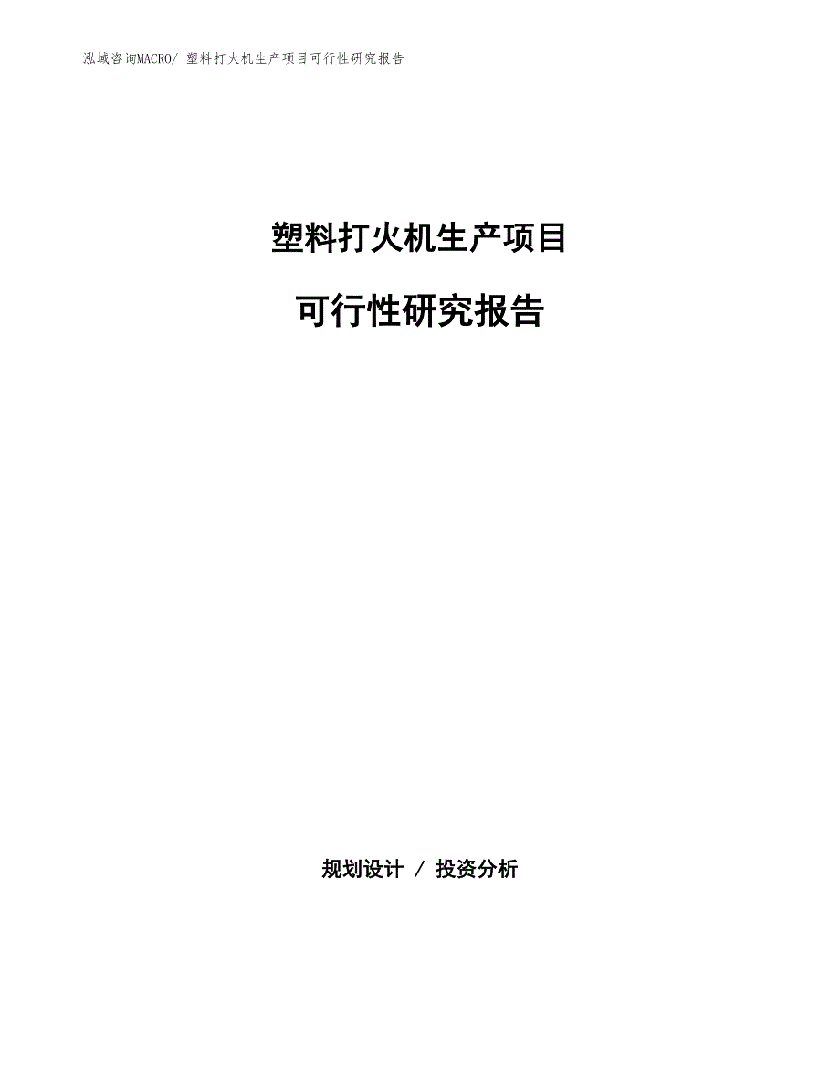 （建设方案）塑料打火机生产项目可行性研究报告_第1页