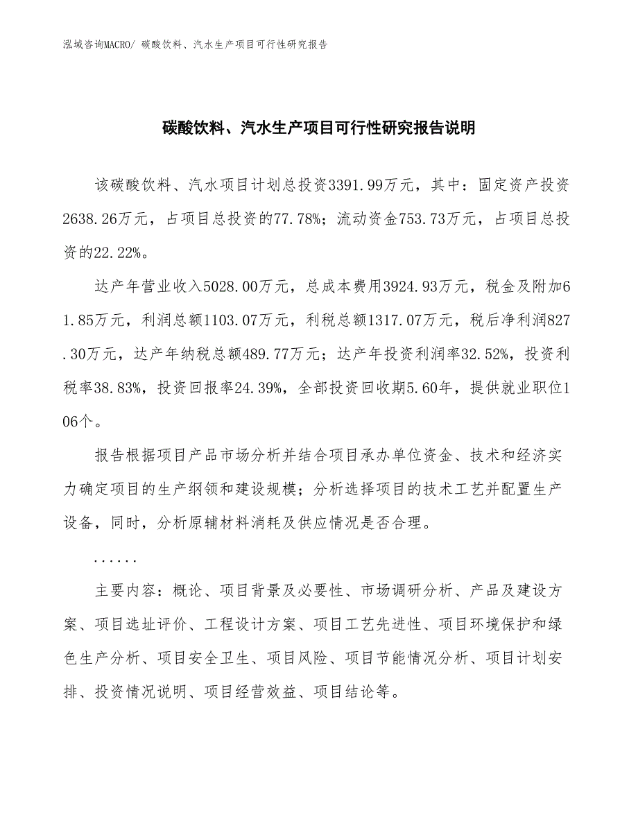 （投资方案）碳酸饮料、汽水生产项目可行性研究报告_第2页