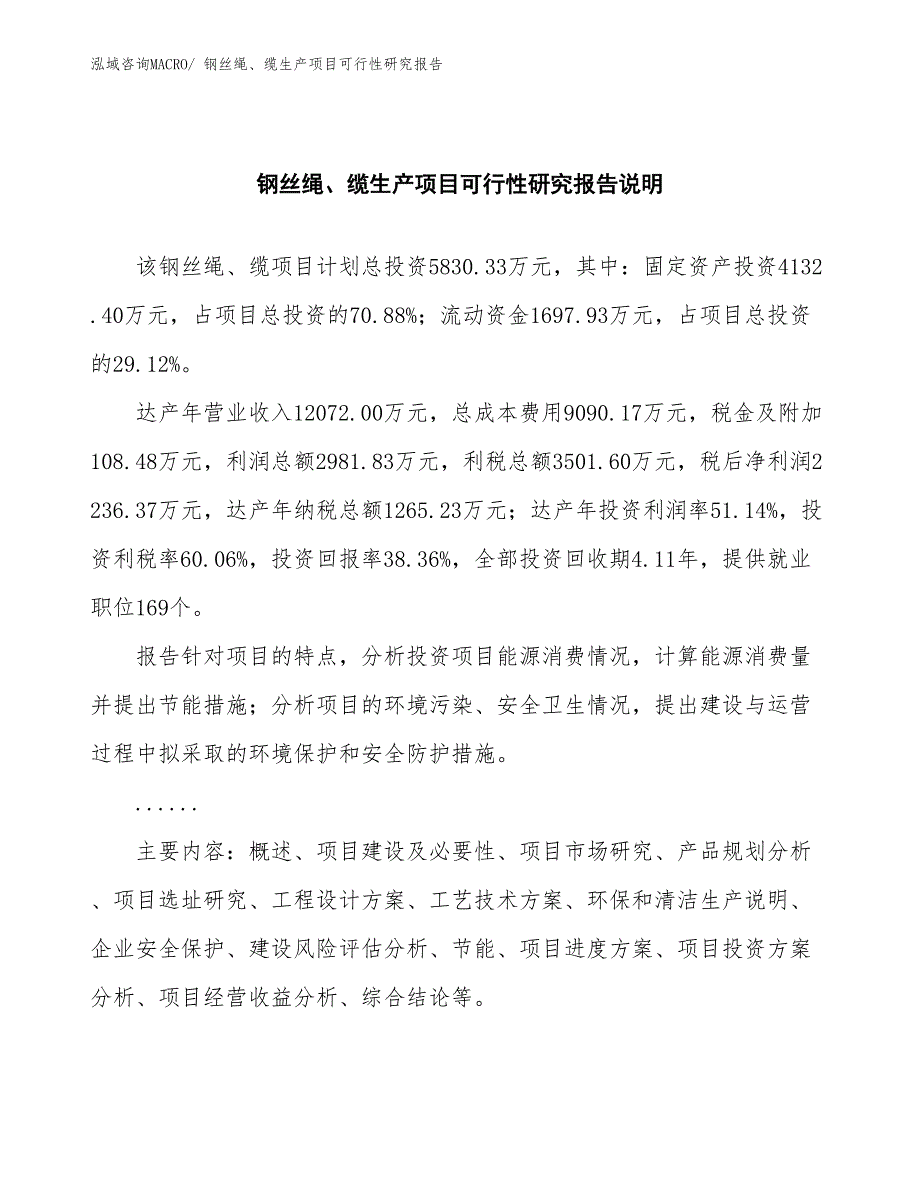 （规划设计）钢丝绳、缆生产项目可行性研究报告_第2页