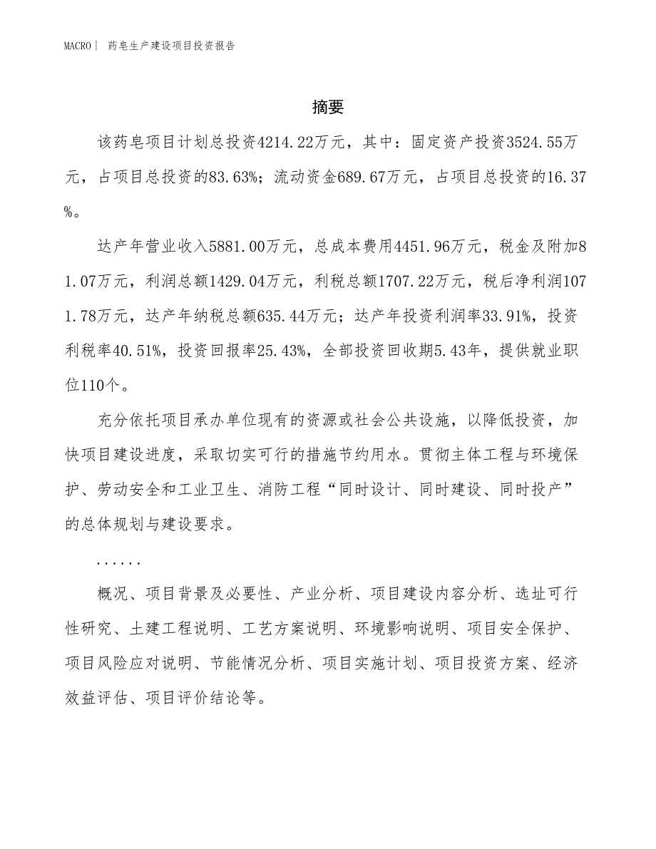 药皂生产建设项目投资报告_第2页