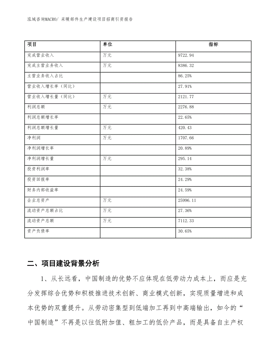 采暖部件生产建设项目招商引资报告(总投资13332.79万元)_第2页